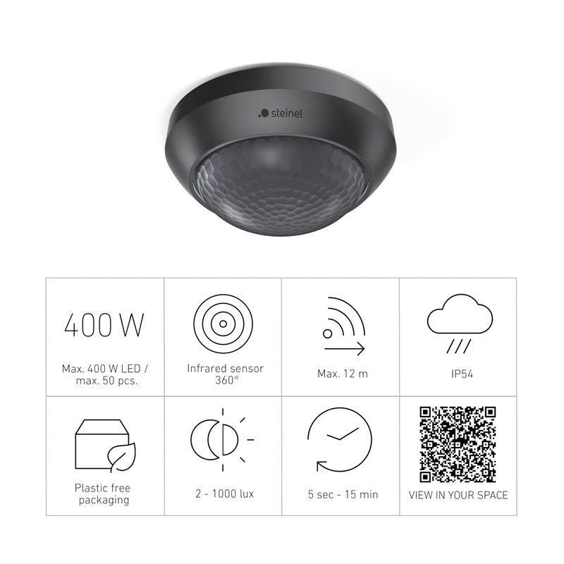 Steinel IS 360-3 Motion Detector, 2000 W Switching Load, 360°