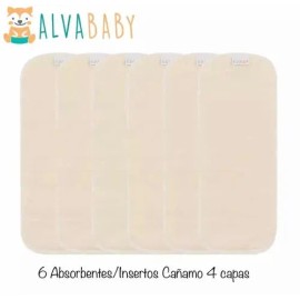 Pack 6 Absorbentes Cañamo 4 Capas Para Pañales Ecológicos                                                                                             