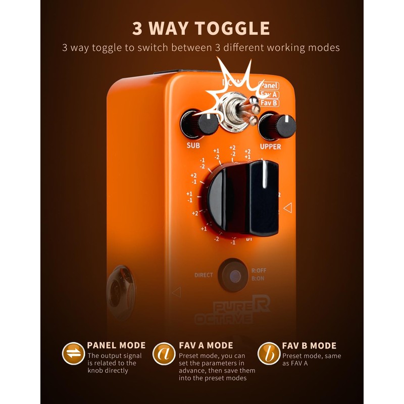 MOOER Purer Octave Guitar Pedal with 15 Octave Modes and