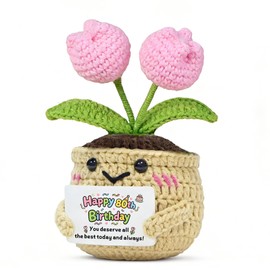 SDOFY 80th Birthday Gifts for Women Her Handmade Crochet Tulip Flower