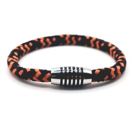 Bracelet "Hot Coal" Made of Colour-Intense Paracord Sailing Rope with Black Enamelled Stainless Steel Magnetic Clasp, Nylon