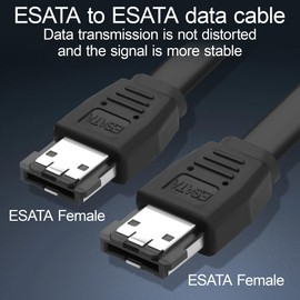 ELFJMZP eSATA to eSATA Cable, 6Gbps SATA III Female to Female, Shielded External SATA Wire with Locking Latch, Hot Plug for HDD SSD Hard Drive Enclosure Optical Drive 30cm/11.8in(2Pack)