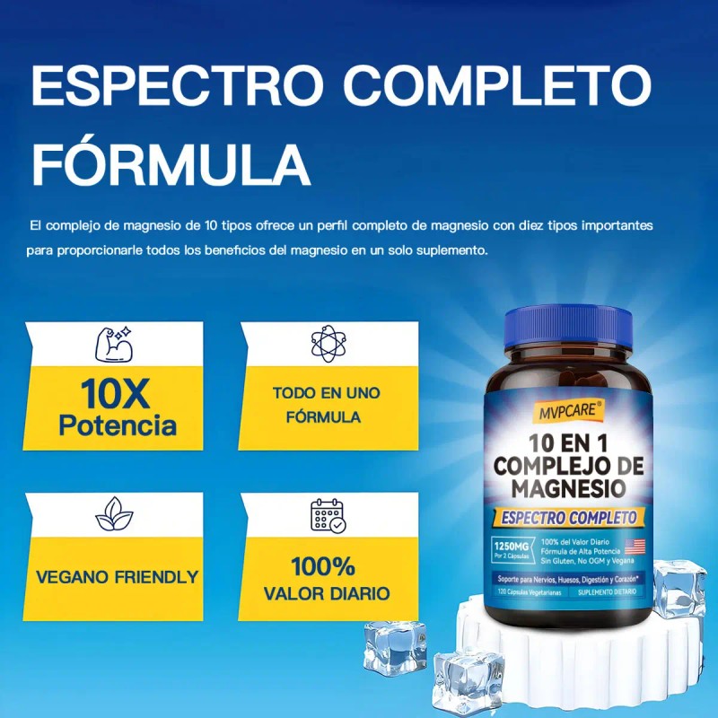 Mvpcare Suplemento Complejo Magnesio Elemental 1250mg 120 Cápsulas Citrato Malato