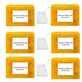 Lemon Turmeric Kojic Soap Fragrance, Honey Glow Lemon Turmeric Soap for Face and Body (2):_6PC
