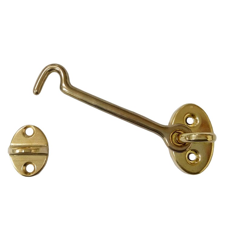 QCAA Heavier Duty Brass Door Hook Latch & Eye, 4",