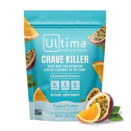 Ultima Replenisher Suplemento Crave Killer y polvo de electrolitos  Tropical Fusion, 14 sobres  Paquetes de hidratacin que eliminan los antojos       