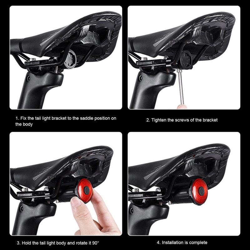 Smart Bike Tail Light Auto On/Off Rechargeable Ultra Bright IPX6