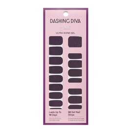 Dashing Diva Gloss Nail Strips - Fig Pop| UV Free, Chip Resistant, Long Lasting Gel Nail Stickers | Contains 32 Nail Wraps, 1 Prep Pad, 1 Nail File
