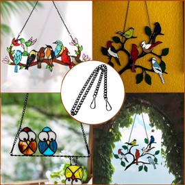 Stained Glass Window Hanging Chain Kit, Picture Hanging Chain Sunshine Catcher Metal Nickel Plating Stained Glass Window Panels for a Total of 7 Chains and 10 Hooks (Black)