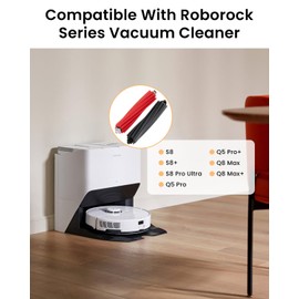 2 Pack Rubber Roller Brushes,Main Brush Accessories Kit for Roborock S8 Pro Ultra, S8, S8+, Q5 Pro, Q5 Pro+, Q8Max and Q8Max+ Vacuum Cleaner, Dual Roller Brushes Replacement Parts - S8 Brushes 1 Set