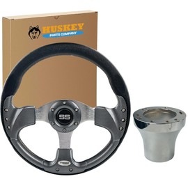Huskey Ultra Carbon Fiber Golf Cart Steering Wheel With Chrome Adapter for Ymh G Series, G29 Drive Drive 2