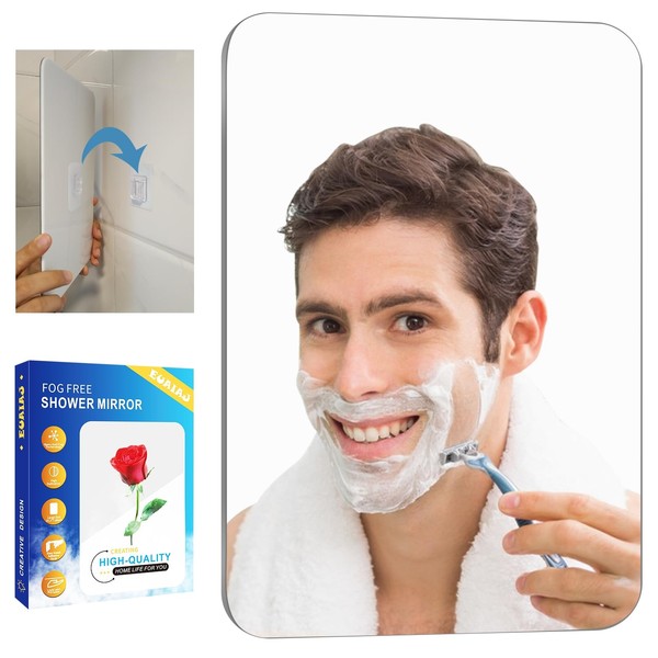 EUAIAJ Fogless Shower Mirror for Shaving Large (10.2x7.8in), Anti Fog