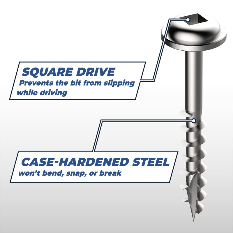 Kreg SML-C2-50 Zinc Pocket Screws, 2-Inch #8 Coarse Thread, Maxi-Loc