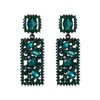 EVER FAITH Rectangle Earrings, Green Rhinestone Crystal Geometric Statement Drop