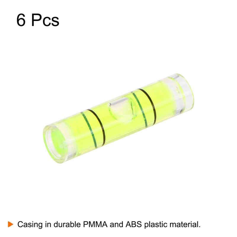 HARFINGTON 6pcs Small Cylindrical Bubble Level Vials 6.5x25.5mm PMMA Mini