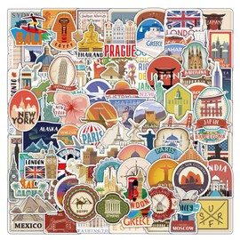 Dreamil World Travel Sticker Set, 100 Vintage Travel Stickers for Suitcase, Laptop, Bike, Scrapbook, Motorcycle, Skateboard, Helmet, Car, Waterproof Aesthetic Decorative Stickers (4-8 cm)