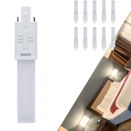 Satco LED PL Lamp 4.5W G23 Base 5W/7W/9W CFL Equivalent 5CCT Selectable 2700K–5000K Ballast Bypass Non-Dimmable 120-277V Frost Finish – Part S18405 (10 Pack)
