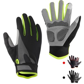 CubePlug Breathable Padded Full Finger Motorcycle Gloves Full Finger Gloves for Cycling Hiking Climbing Outdoor Sports (Green, L)