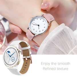 ANKANG 18mm Quick Release Leather Watch Band for Garmin Vivoactive 4s Forerunner 255s 265s Venu 3s Sq 2, Extended Spring Bar White_Beige