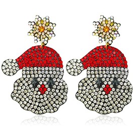 Ymimanchil Christmas Earrings for Women Beaded Christmas Tree Gingerbread Snowflake Candy Cane Stud Earrings Beaded Santa Earrings for Teen Girls (B)