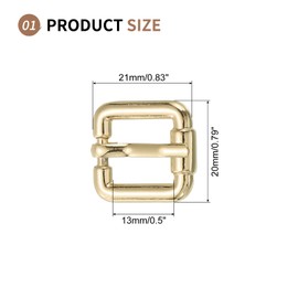 SUIKIHUM 4 Pack Roller Belt Buckle, 0.4 Inch Single Prong Belt Buckle, Roller Pin Buckle Zinc Alloy for Belt Bag Keychain, Gold