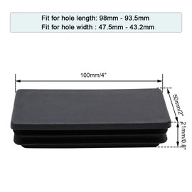 Suiwotin 4PCS 2 x 4 Inch (50x100mm) Rectangle Black Plastic Plug End Cap Plastic Rectangle Furniture Foot Table Chair Legs Tube Inserts Pipe Tubing End Cap