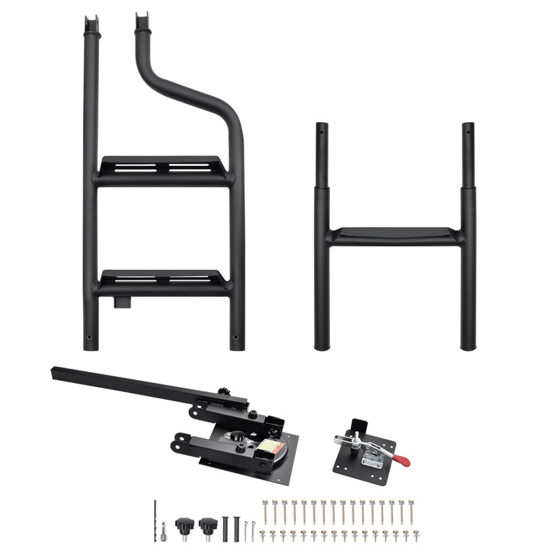 45" Foldable Pickup Truck Tailgate Ladder with Grab Handle, 360°