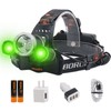 BORUIT RJ-3000 Rechargeabe LED Headlamp Super Bright with Green Light,