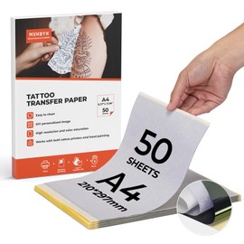 MUNBYN Tattoo Transfer Paper 50 Sheets, A4 Size Tattoo Stencil Paper, 4-Layer Stencil Papers for Tattooing, Tattoos Kit Supplies, Compatible with ITP05/ITP06/M08F/P90/MHT-P8009 Printer