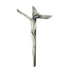 Pewter Good Triumphed Evil Contemporary Serpentine Cross Crucifix, 9 Inch