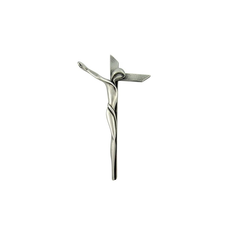 Pewter Good Triumphed Evil Contemporary Serpentine Cross Crucifix, 9 Inch