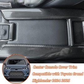 Car Center Console Cover Trim Compatible with Toyota Grand Highlander 2024 2025 ABS Center Seat Armrest Storage Box Panel Frame Trim Cover Interior Accessories 1PCS (Carbon Fiber Pattern)