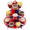 PMS UNION JACK CUPCAKE STAND 3TIER W/PVC COATED CARD WRAP OP