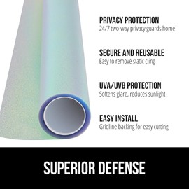 Gorilla Guard Two Way Sun Blocking Window Privacy Film, 23.6" x 78.7”, Strong Static Clings to Glass Windows, Peel and Stick, Removable No Residue Stickers, Decorative Bathroom Door Coverings, Rainbow