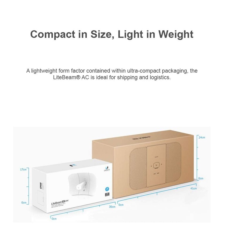 LiteBeam Antenna 802.11ac LBE-5AC-Gen2-US 2X2MIMO airMAX Gen2 5GHz 23dBi 450+