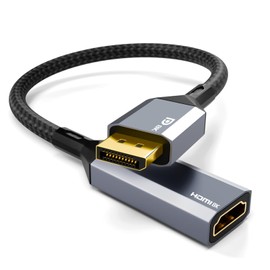 AGFINEST 8K Display Port 1.4 to HDMI 2.1 Adapter 4K@120Hz 8K@60Hz Active Unidirectional DP to HDMI Converter Male DisplayPort to Female HDMI for PC Laptop Monitor TV