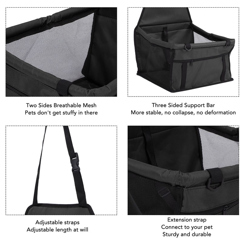 Pet Car Seat Waterproof Breathable Prevent Slip Adjustable Straps Dog