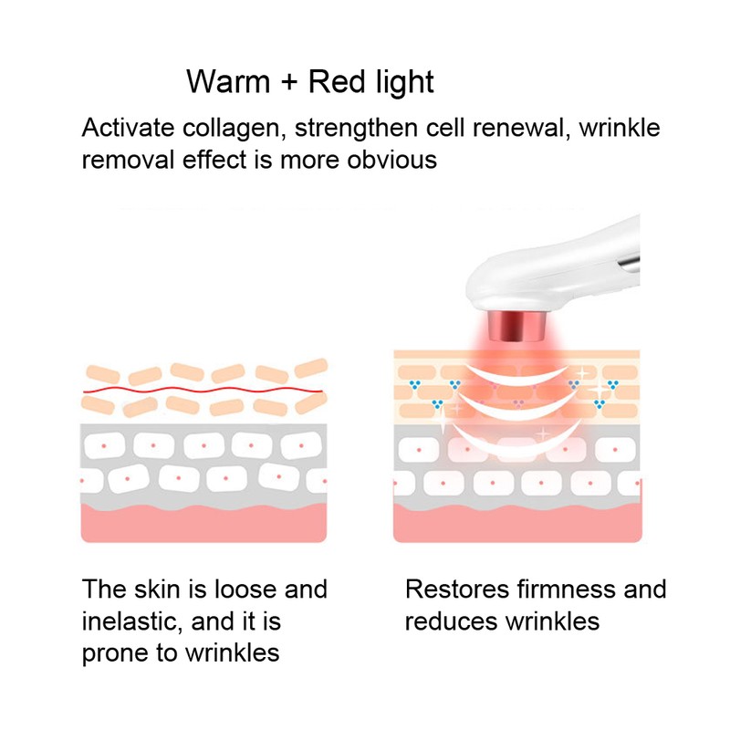 Ultrasonic Handheld Red Blue Light Vibration Anti Aging Facial Soothing