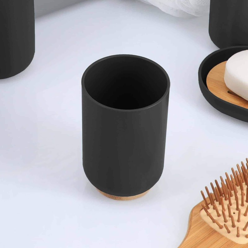Bamboo-Based Black Padang Vanity Bathroom Tumbler Cup - Ideal as