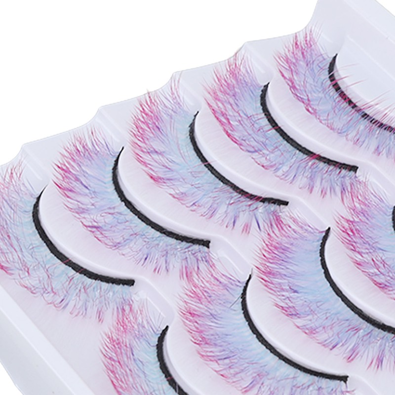 5pcs Colorful Eyelashes Dramatic Gradient Color False Eyelashes Fluffy 3D