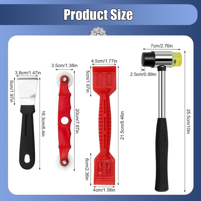 Window Glazing Tool Kit, 4PCS Heavy-Duty Glazing Tools, Red Window