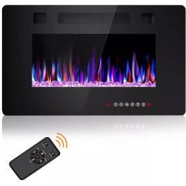 Unbranded 30 inch Electric Fireplace Inserts,in-Wall Recessed & Wall Mounted,Remote &Timer