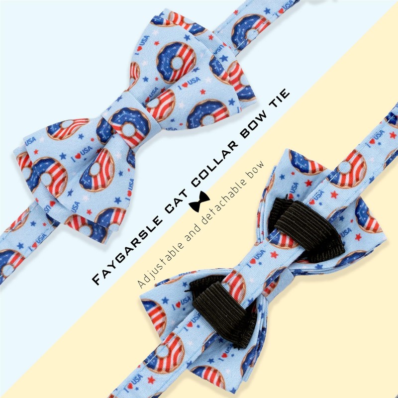 Faygarsle 2 Pack Patriotic Cat Collar Set with Bandana and
