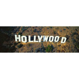 Walls 360 Peel & Stick Wall Mural: Hollywood Sign Aerial View (36 in x 12 in)