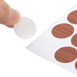uxcell Screw Hole Covers Stickers Textured Plastic Self Adhesive Stickers for Wood Furniture Cabinet Shelve Plate 21mm Dia 54pcs in 1Sheet Cherry