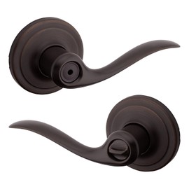 Weiser Toluca Venetian Bronze Door Handle, Reversible Privacy Lever, Interior Door Handles for Bedroom and Bathroom Doors, Keyless Bathroom/Bedroom Door Lock, Traditional Home Décor
