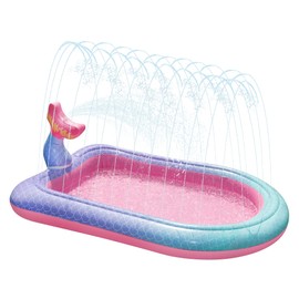 68" Sprinkler & Splash Pad for Kids, Large Outdoor Mermaid Sprinklers Play Mat Summer Water Play Toys Inflatable Sprinkler Pad, Fun Play Pool for Toddlers Babies Over 3 Years Boys Girls - Pink