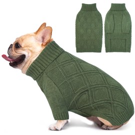 DENTRUN Dog Sweater Jumper, Turtleneck Knitting Dog Sweater, Fleece Jumpers Pullover Sweatshirt for Dogs Cats, Pullover Pajama Dog Coat, Elastic Dog Jumper