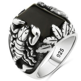 Scorpion Design Solid 925 Sterling Silver Onyx Elegant Ring for Men (8)