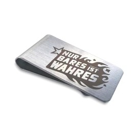 Money Clip Elegant and Elegant Brushed Stainless Steel Many Different Engraved Designs, silver, Only cash is true